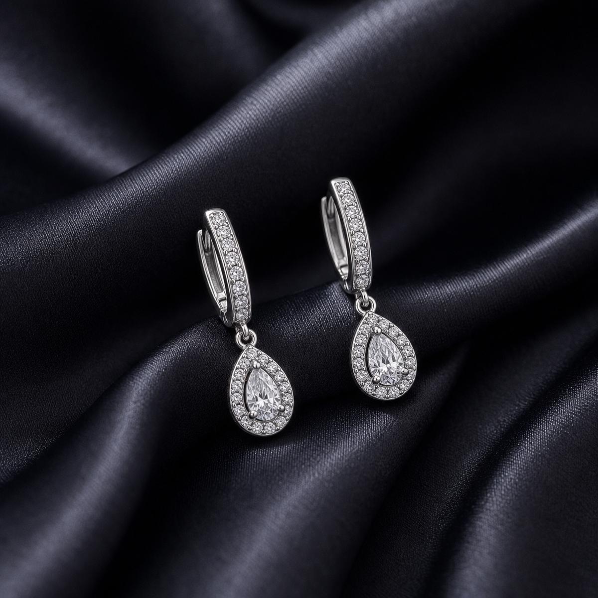Silver Noor Pear Huggie Earrings product image 6