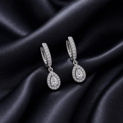 Silver Noor Pear Huggie Earrings product image 6