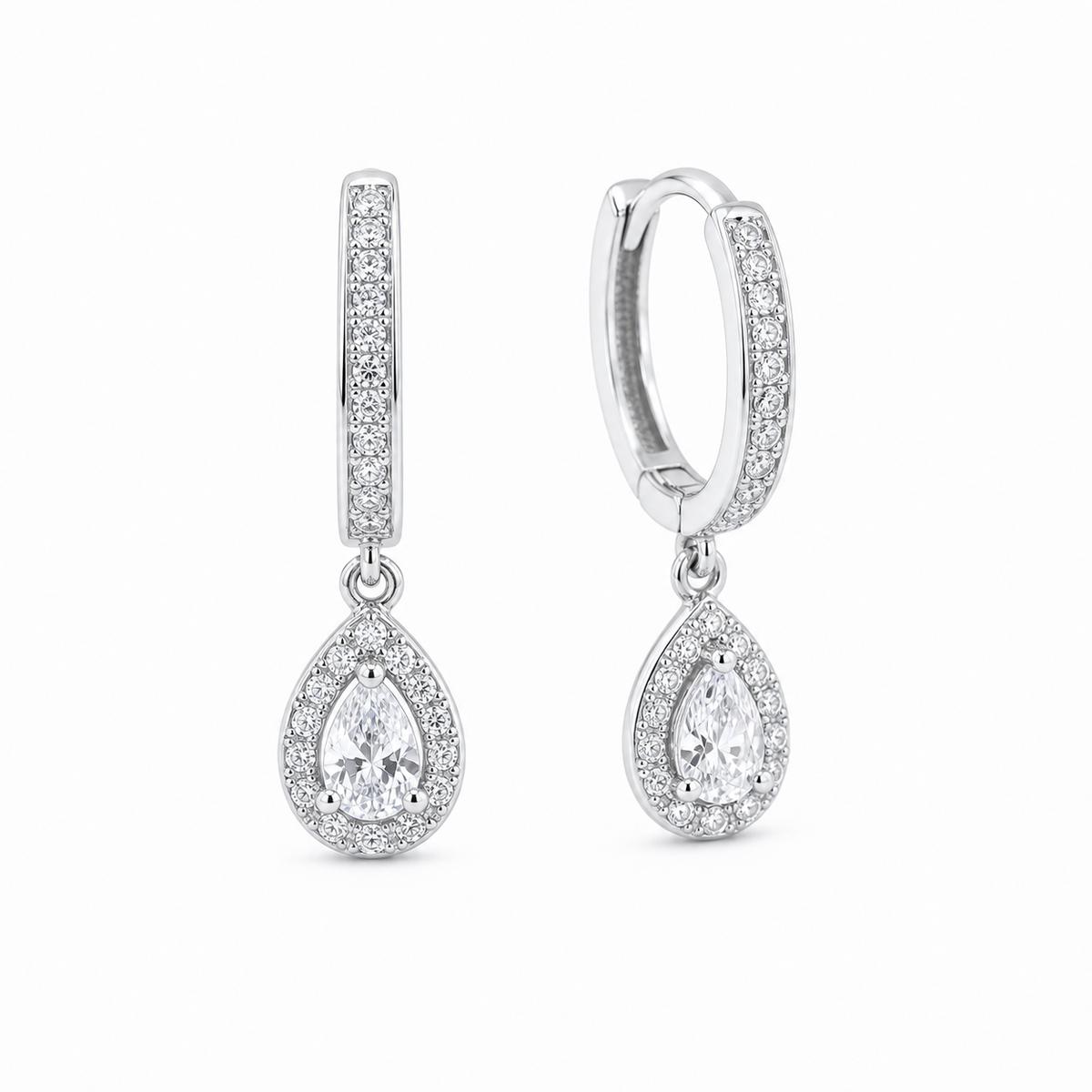 Silver Noor Pear Huggie Earrings product image 2