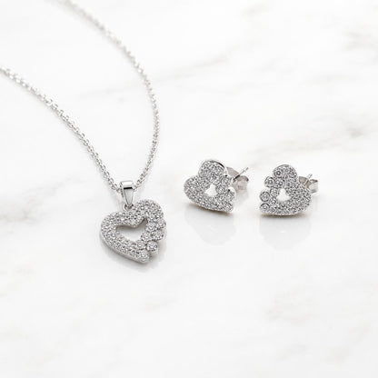 Silver Open Heart Halo Jewellery Set product image 1