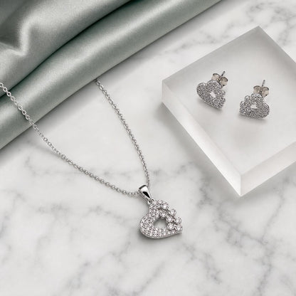 Silver Open Heart Halo Jewellery Set product image 3