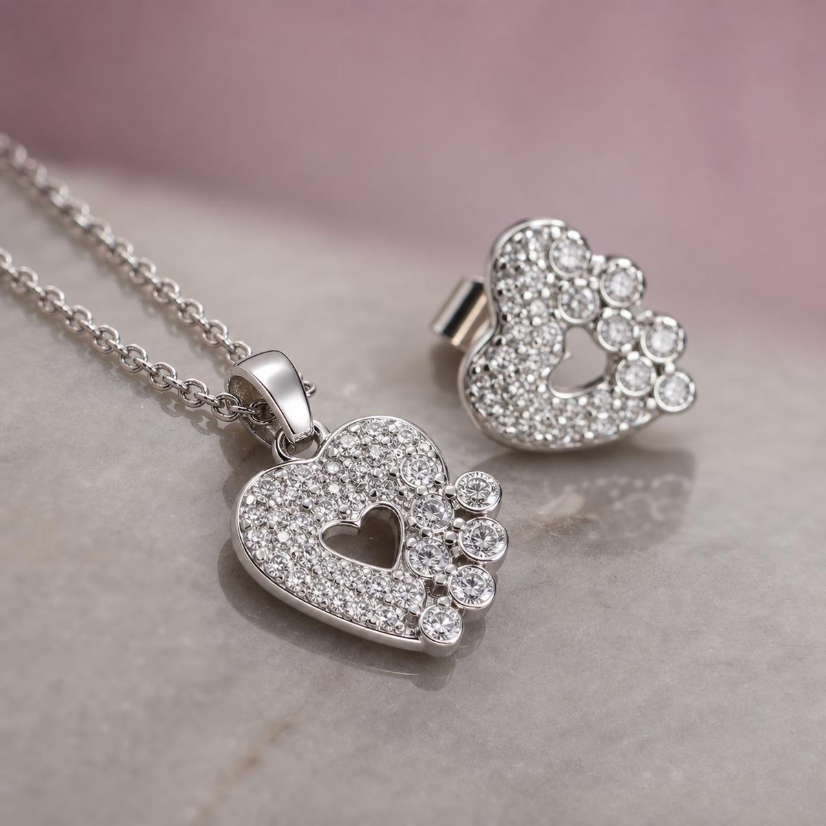 Silver Open Heart Halo Jewellery Set product image 4