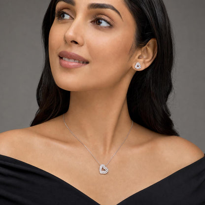 Silver Open Heart Halo Jewellery Set product image 6