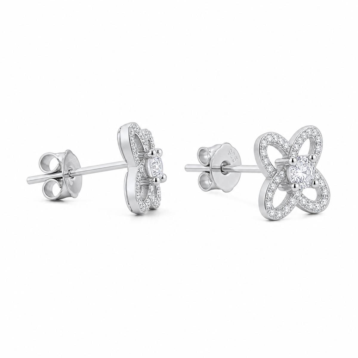 Silver Oria Clover Bloom Earrings product image 3