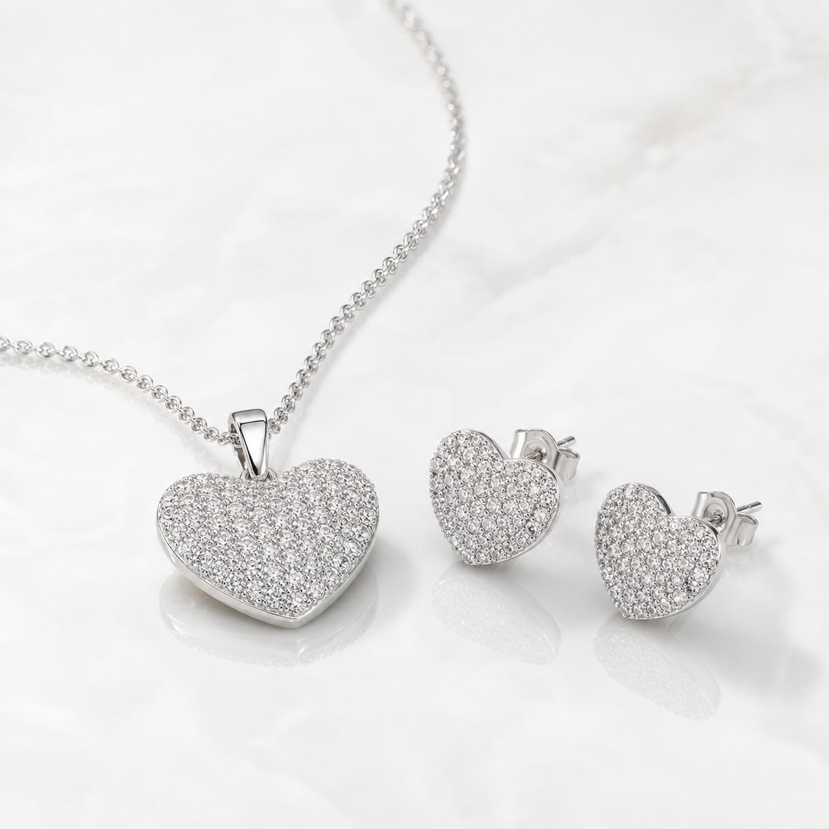 Silver Pave Heart Glow Jewellery Set product image 1