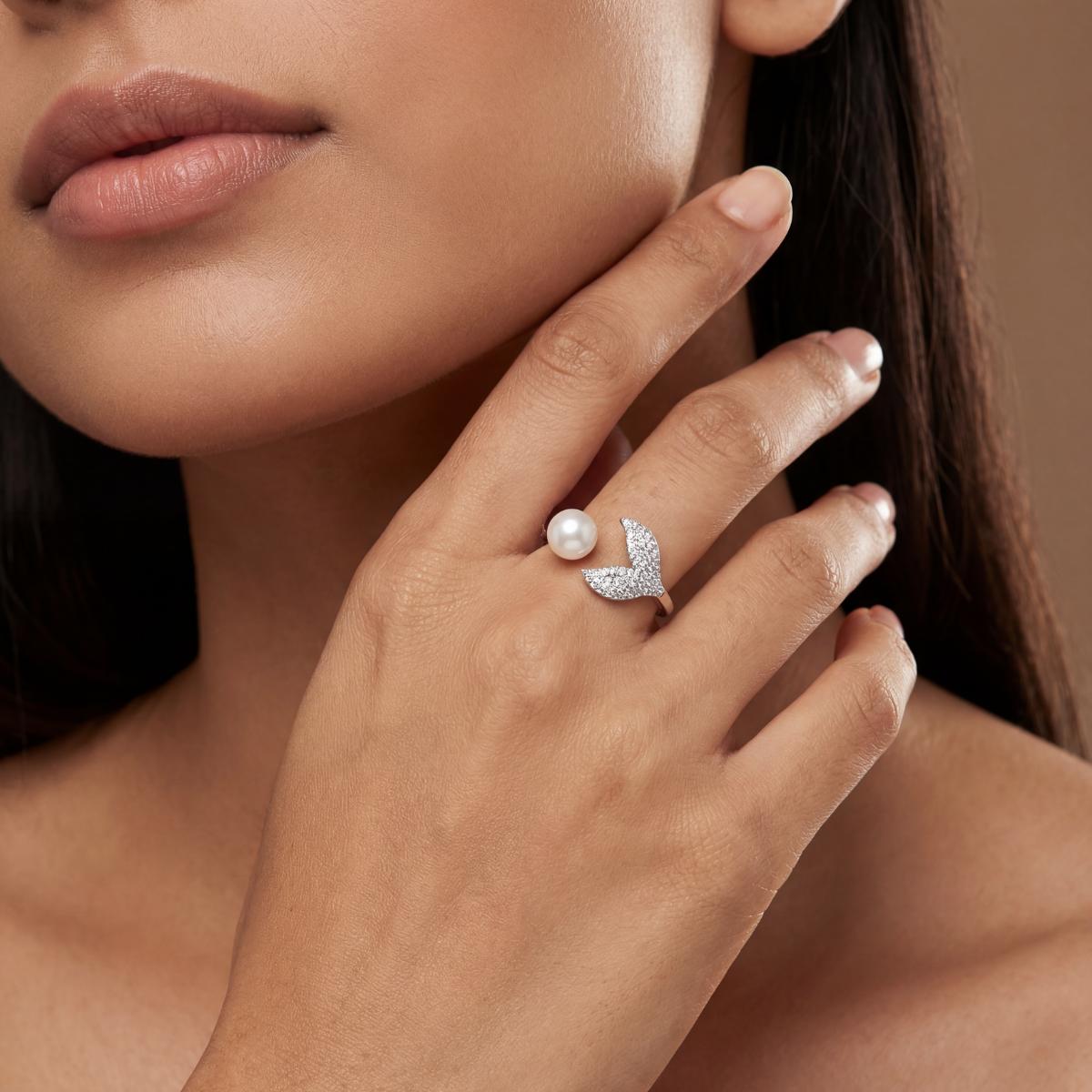Silver Adjustable Pearl Bloom Ring product image 6