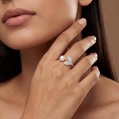Silver Adjustable Pearl Bloom Ring product image 6