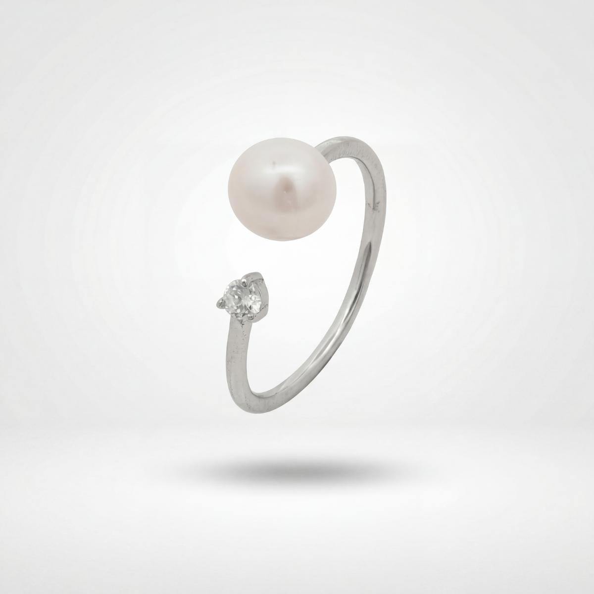 Silver Adjustable Pearl Duo Ring product image 1