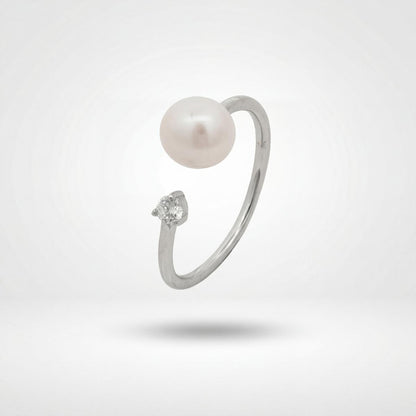 Silver Adjustable Pearl Duo Ring product image 1
