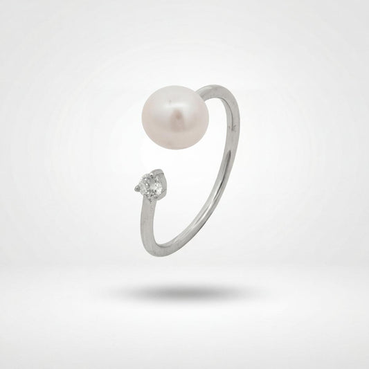 Silver Adjustable Pearl Duo Ring product image 1
