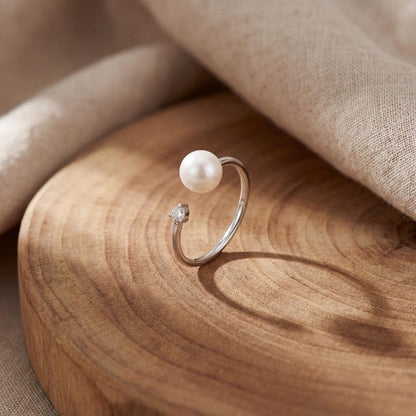 Silver Adjustable Pearl Duo Ring product image 2