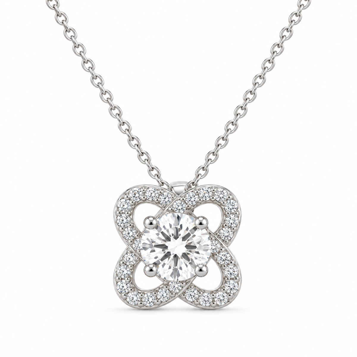 Silver Petal Cross Bloom Pendant