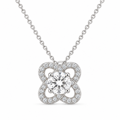 Silver Petal Cross Bloom Pendant