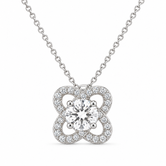 Silver Petal Cross Bloom Pendant