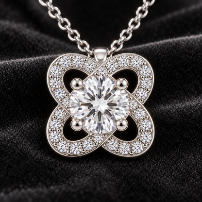 Silver Petal Cross Bloom Pendant