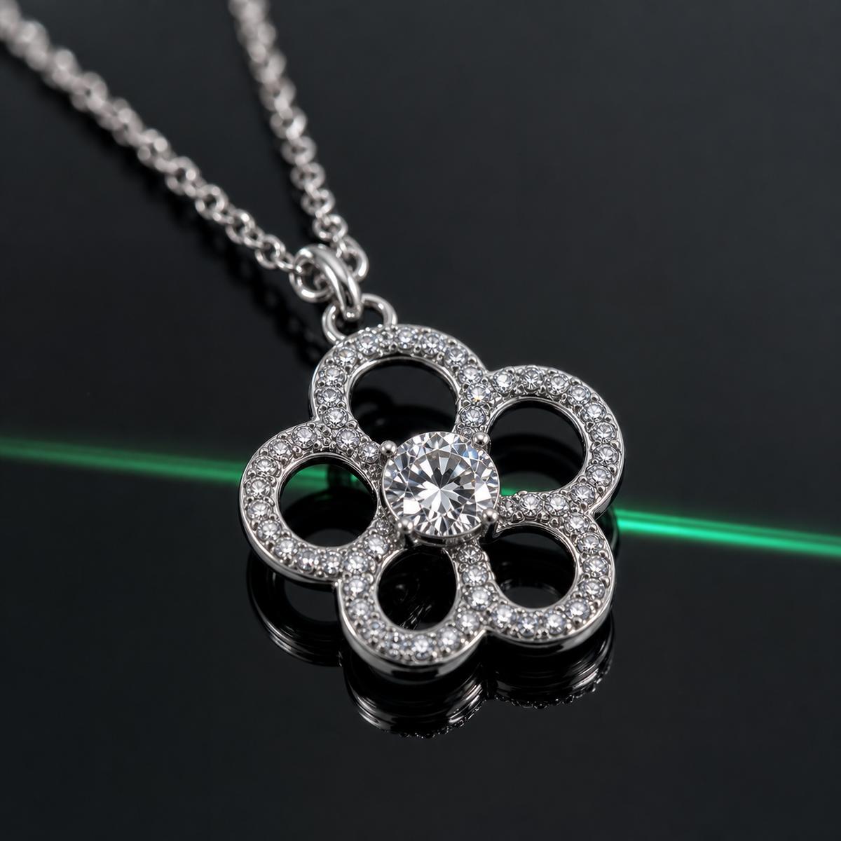 Silver Petal Cross Bloom Pendant design detail