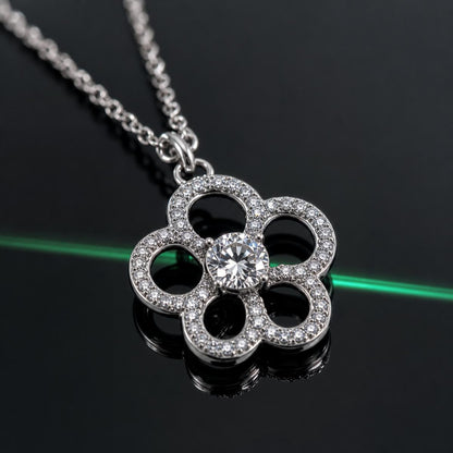 Silver Petal Cross Bloom Pendant design detail