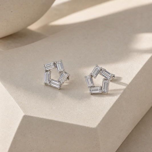 Silver Prism Baguette Star Earrings product image 2