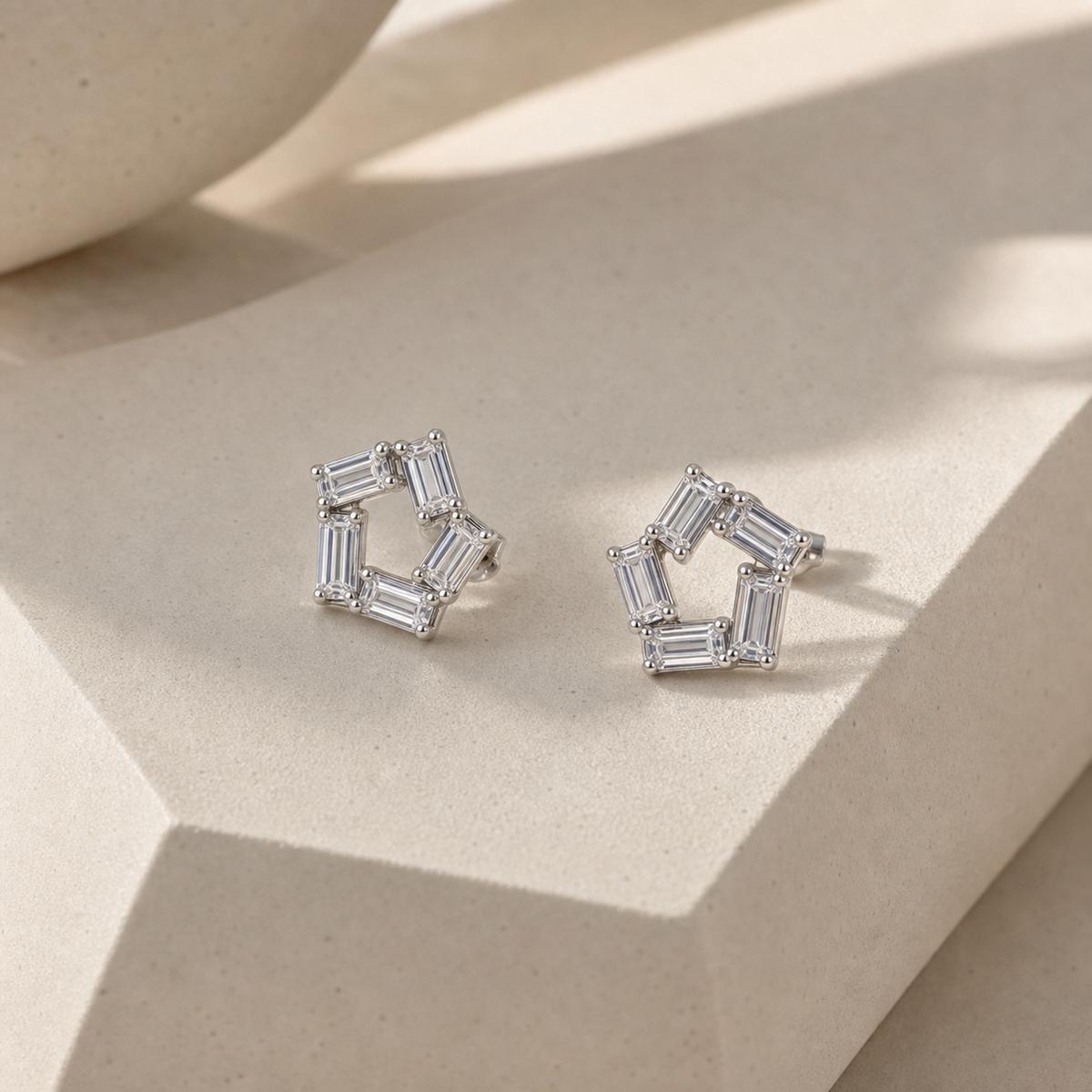 Silver Prism Baguette Star Earrings product image 4