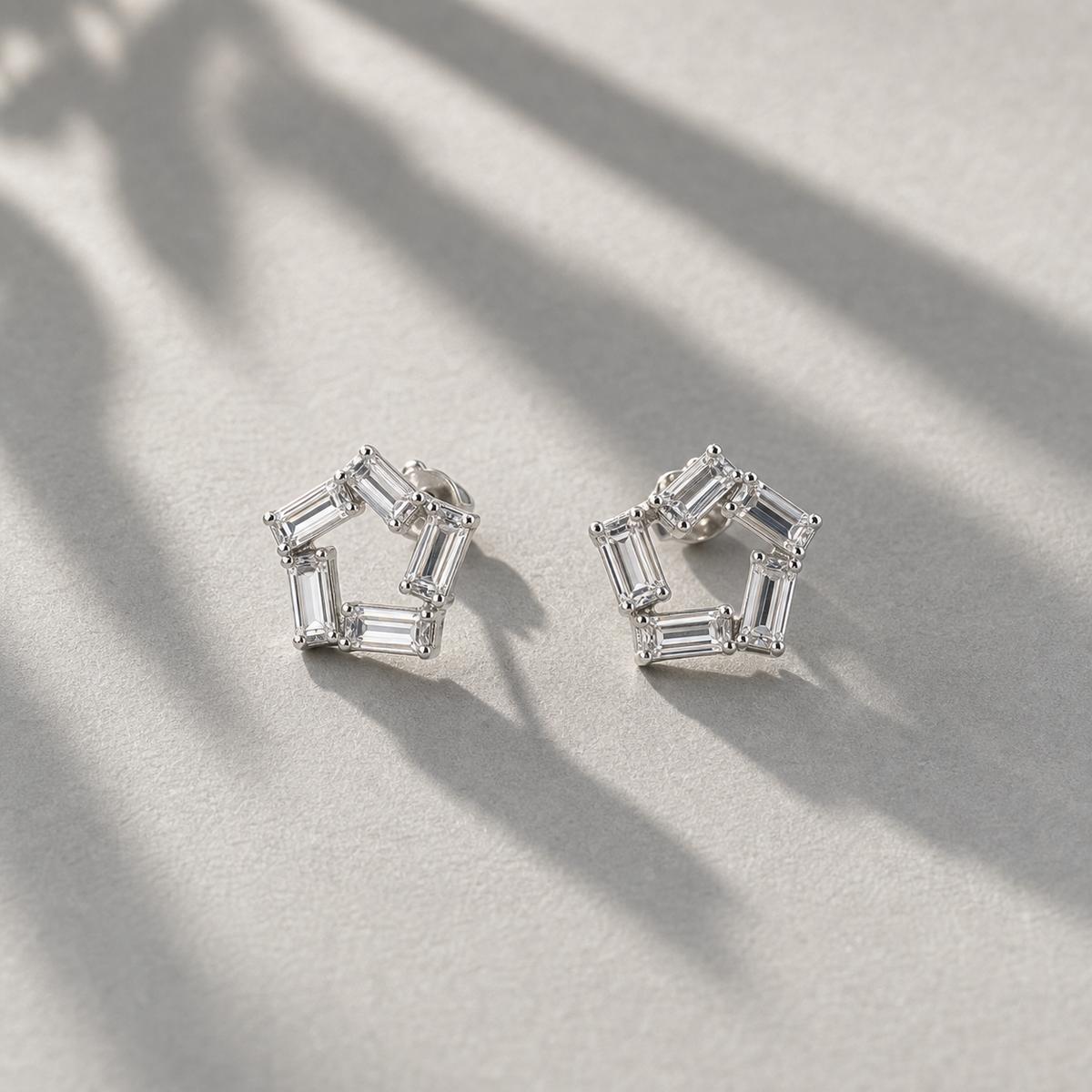 Silver Prism Baguette Star Earrings product image 5