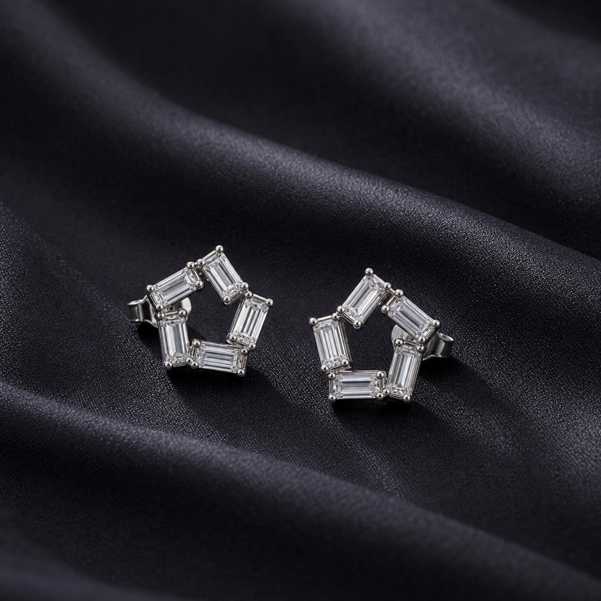 Silver Prism Baguette Star Earrings product image 6