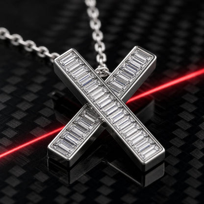 Silver Prism Cross Pendant design detail