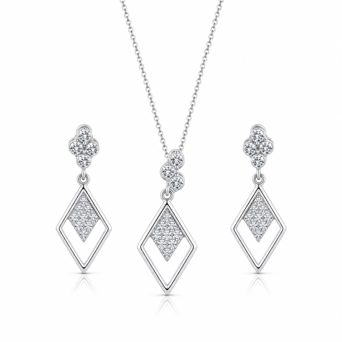 Silver Prism Diamond Drop Jewellery Set product image 1