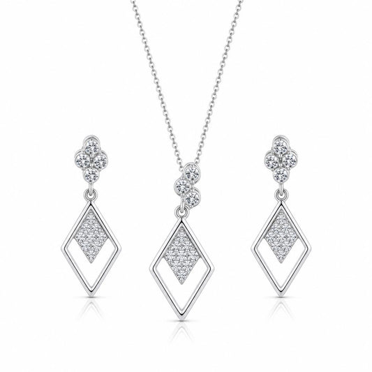 Silver Prism Diamond Drop Jewellery Set product image 1