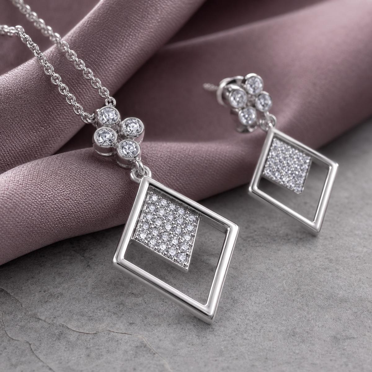 Silver Prism Diamond Drop Jewellery Set product image 4