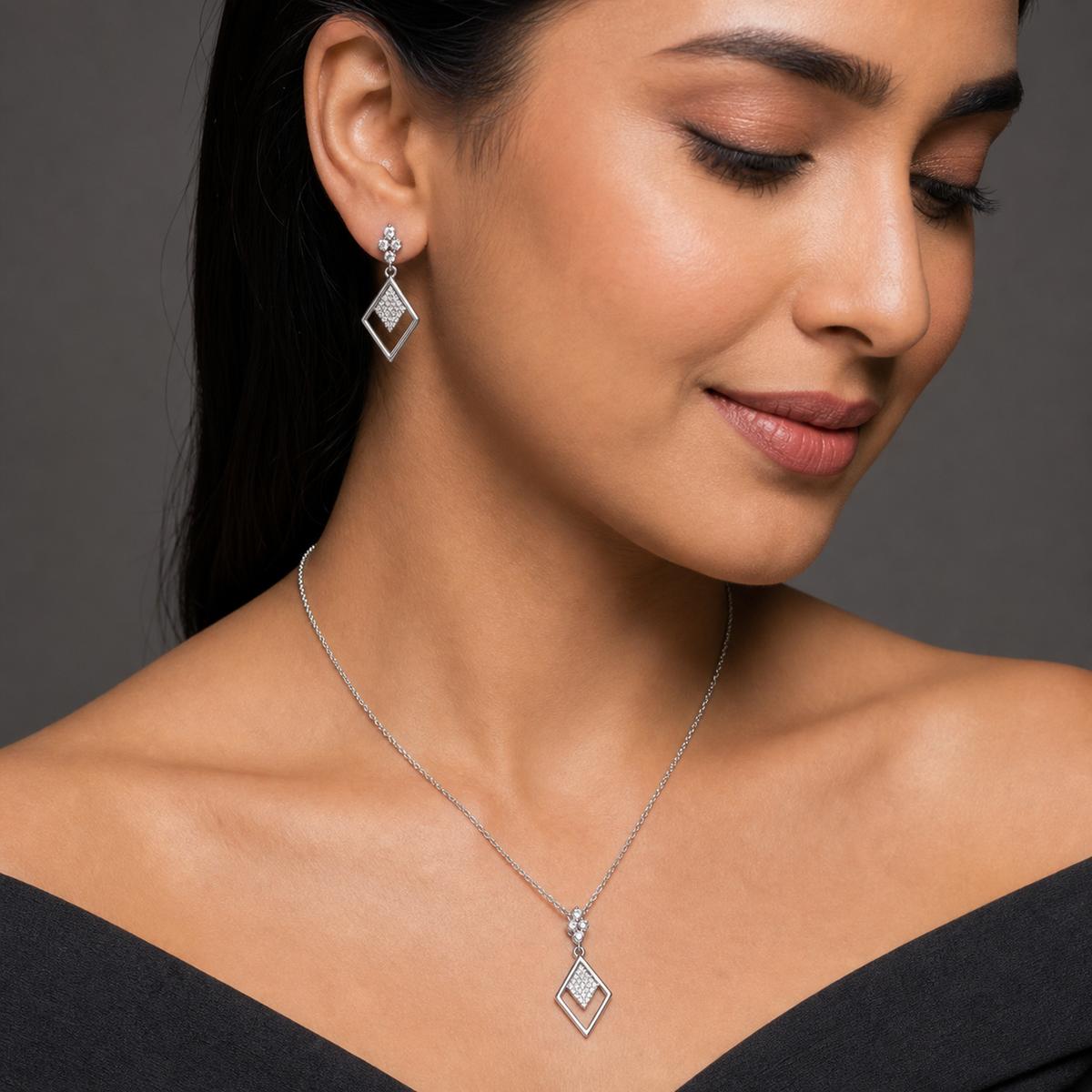 Silver Prism Diamond Drop Jewellery Set product image 6