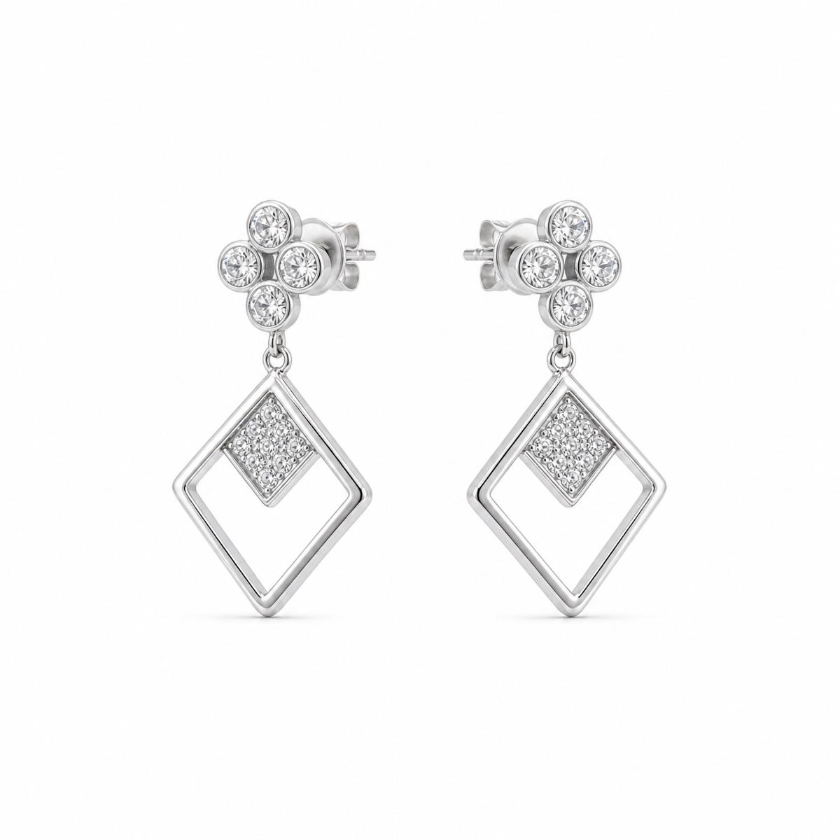 Silver Prism Floral Diamond Drop Earrings product image 1