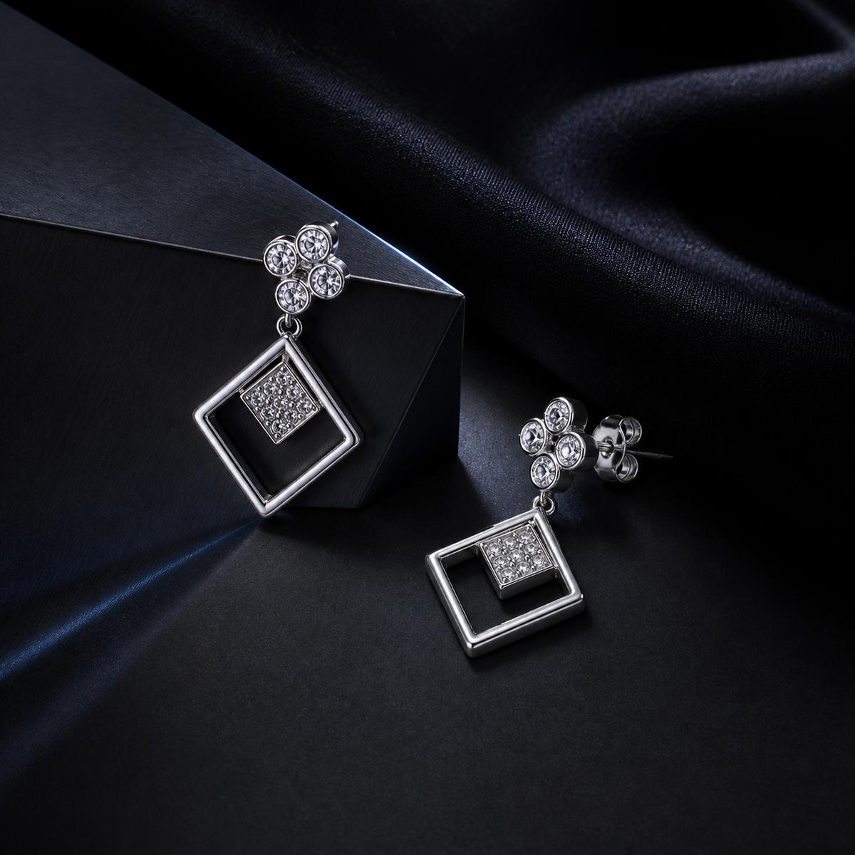 Silver Prism Floral Diamond Drop Earrings product image 2