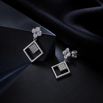 Silver Prism Floral Diamond Drop Earrings product image 2