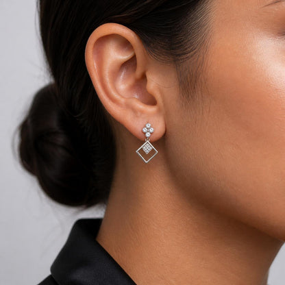 Silver Prism Floral Diamond Drop Earrings product image 3