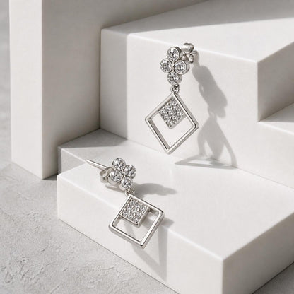 Silver Prism Floral Diamond Drop Earrings product image 6