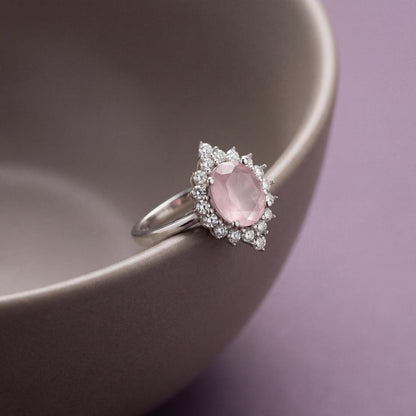 Silver Roselle Halo Ring design detail