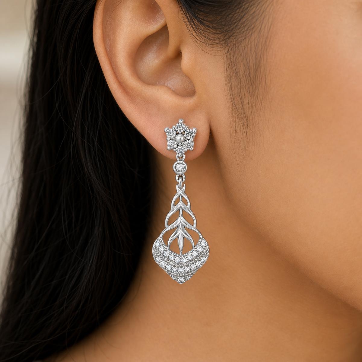 Silver Roselle Petal Earrings product image 7