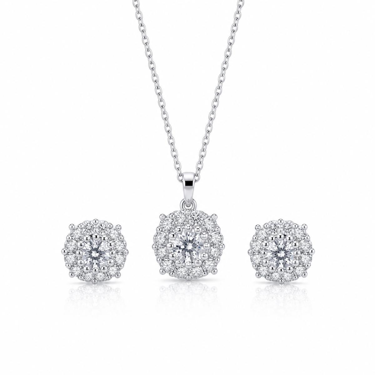 Silver Rosette Cluster Jewellery Set product image 1