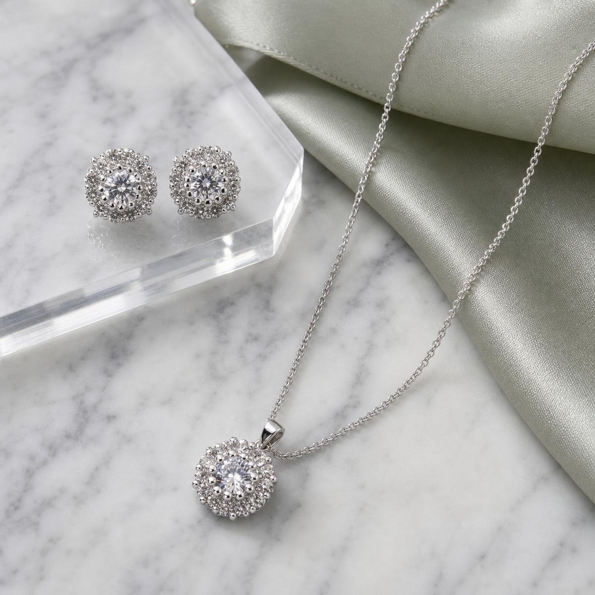 Silver Rosette Cluster Jewellery Set product image 3