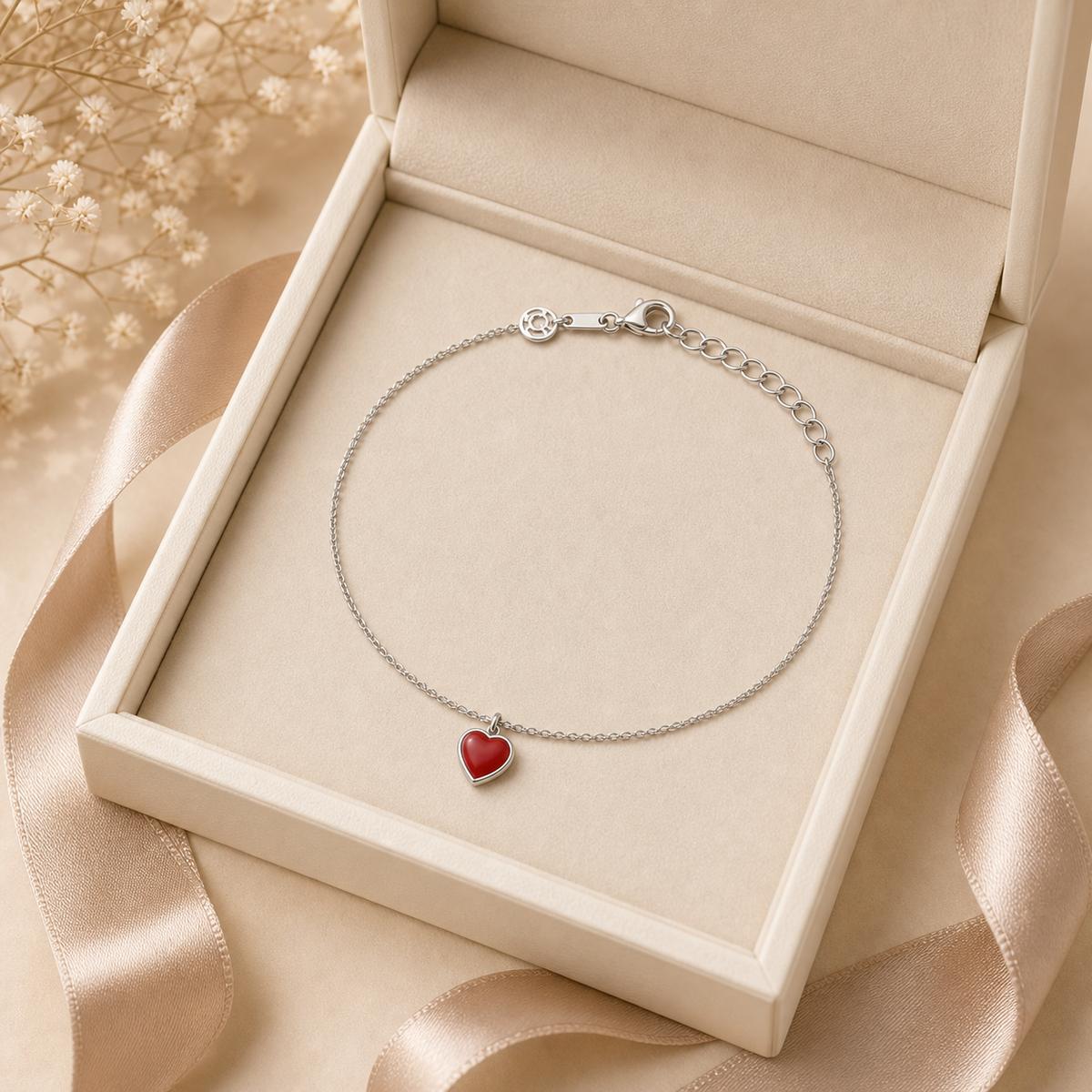 Silver Ruby Heart Anklet Ratniva jewellery packaging