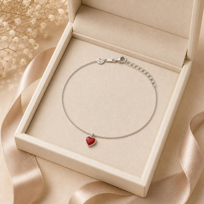 Silver Ruby Heart Anklet Ratniva jewellery packaging