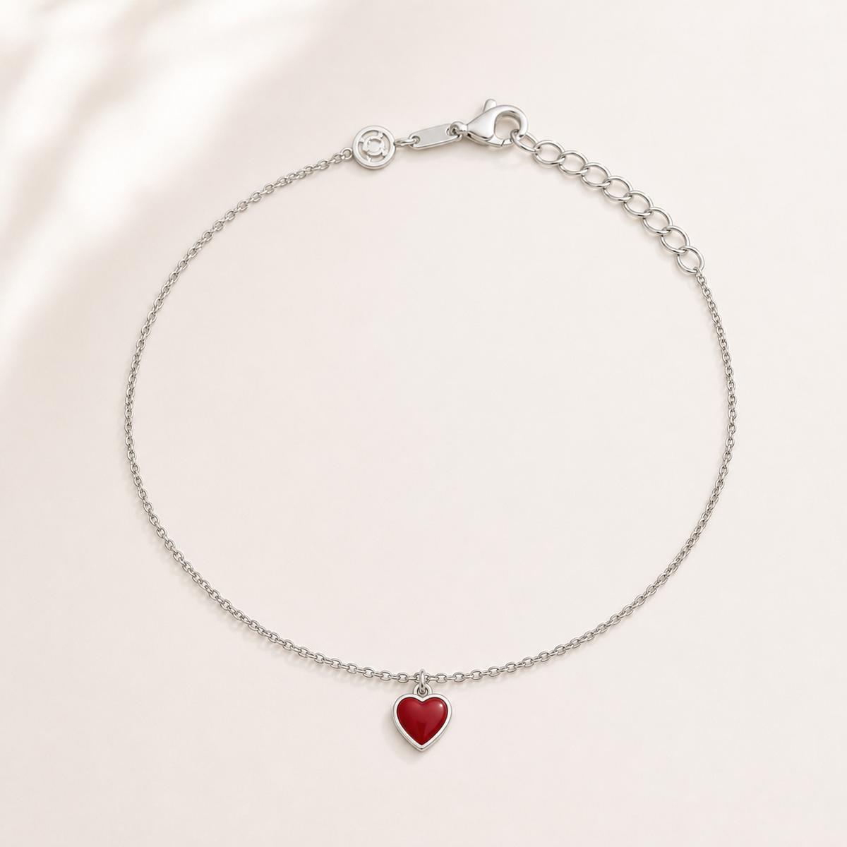Silver Ruby Heart Anklet product image 1