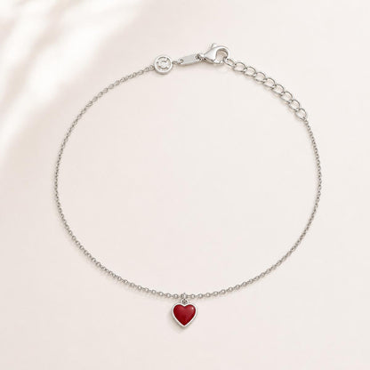 Silver Ruby Heart Anklet product image 1