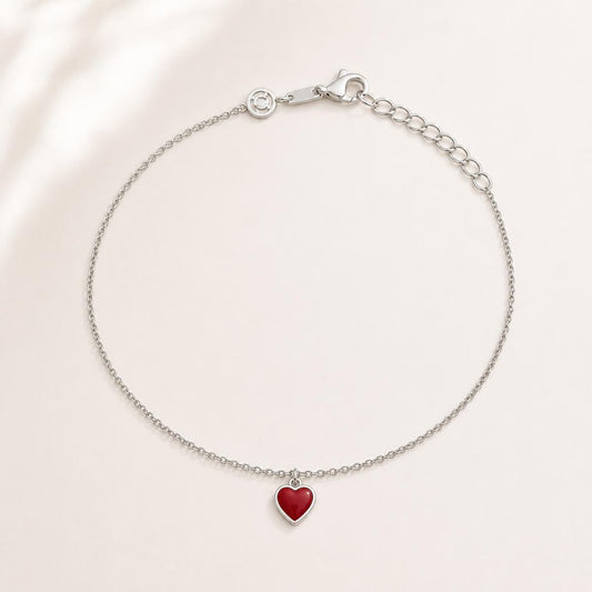 Silver Ruby Heart Anklet product image 1