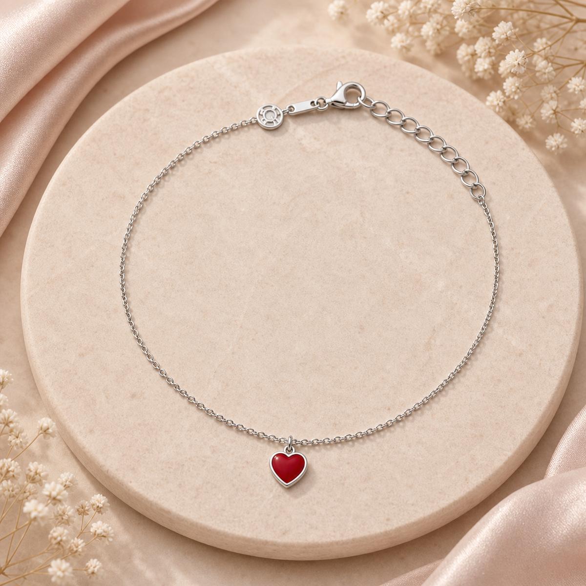 Silver Ruby Heart Anklet product image 2