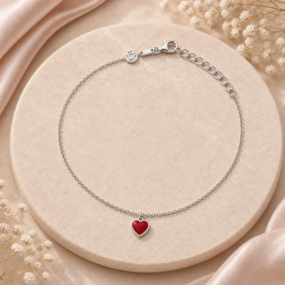 Silver Ruby Heart Anklet product image 2