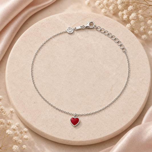 Silver Ruby Heart Anklet product image 2
