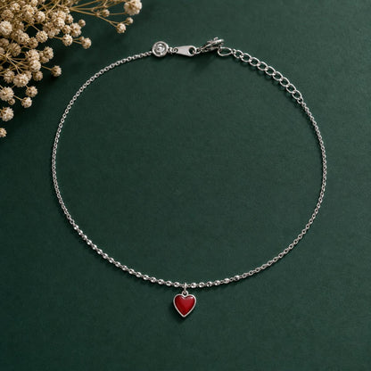 Silver Ruby Heart Anklet product image 3