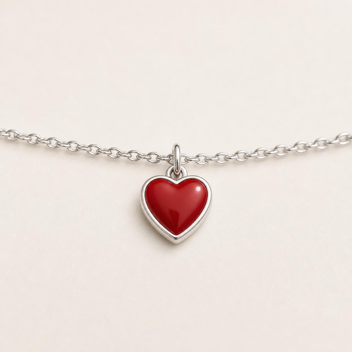 Silver Ruby Heart Anklet product image 7