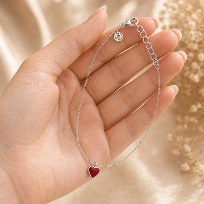 Silver Ruby Heart Anklet product image 10